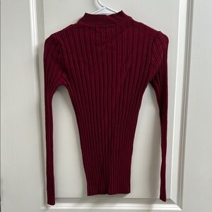 Chic Ribbed Knit Sweater in Deep Red